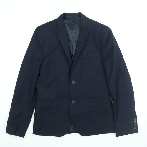 H&M Mens Blue Polyester Jacket Suit Jacket Size 34 Regular