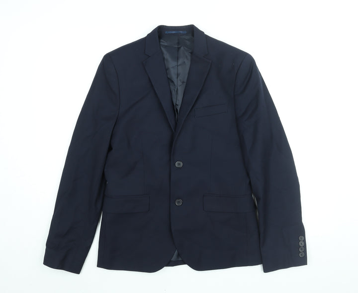 H&M Mens Blue Polyester Jacket Suit Jacket Size 34 Regular