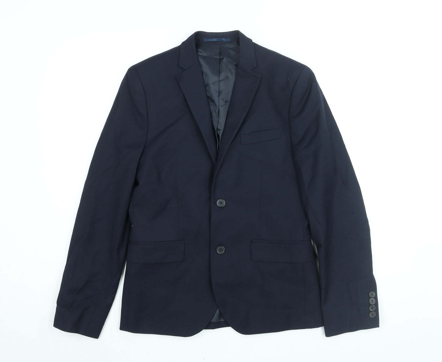 H&M Mens Blue Polyester Jacket Suit Jacket Size 34 Regular