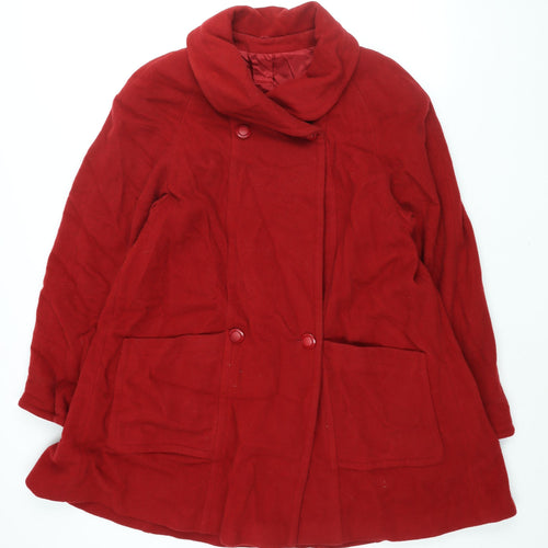 Richards Womens Red Overcoat Coat Size 12 Button - Vintage