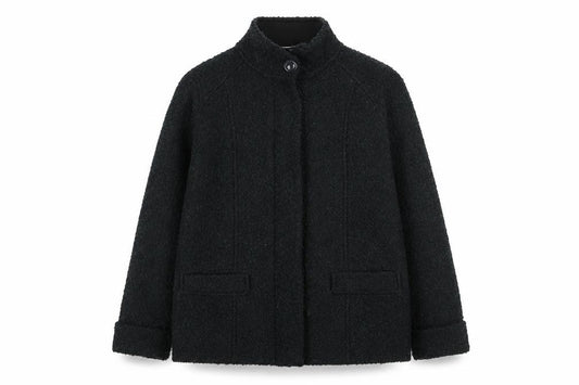 Front view of Marks & Spencer women’s multicoloured pea coat coatigan, size UK 12, zip