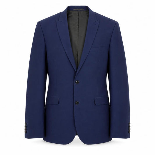 Front view of Next men’s blue polyester jacket suit jacket, size 42, regular