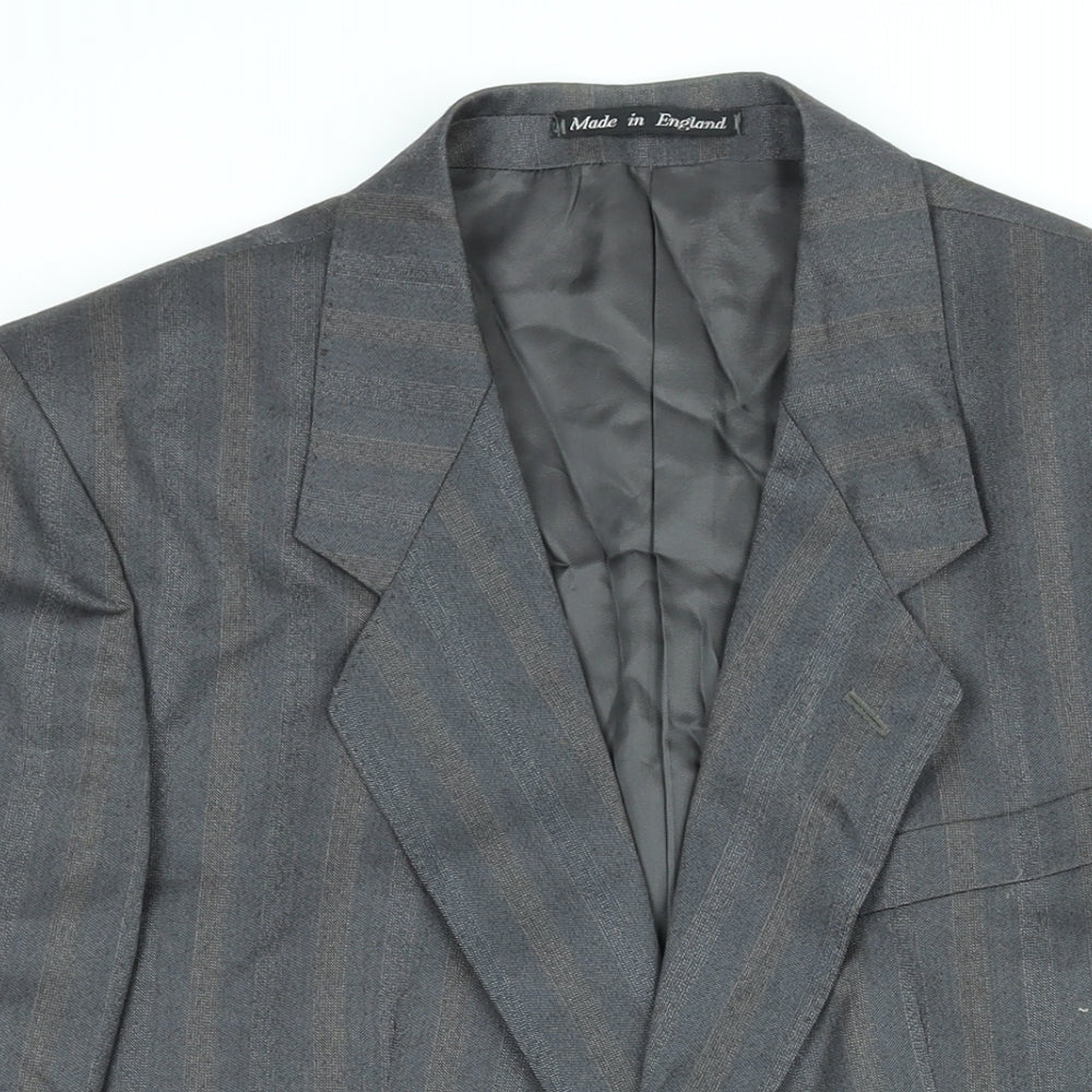 Berwin Mens Grey Striped Wool Jacket Suit Jacket Size 42 Regular