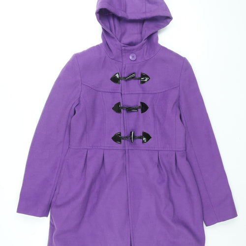 Select Womens Purple Pea Coat Coat Size 12 Toggle - Pleated