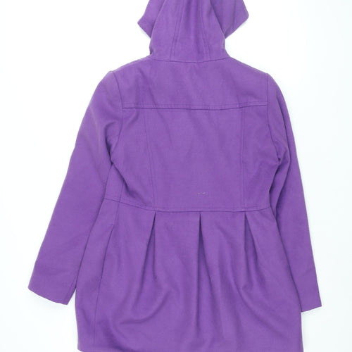 Select Womens Purple Pea Coat Coat Size 12 Toggle - Pleated