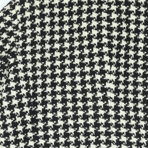 Marks and Spencer Womens Black Check Overcoat Coat Size 16 Button - Houndstooth