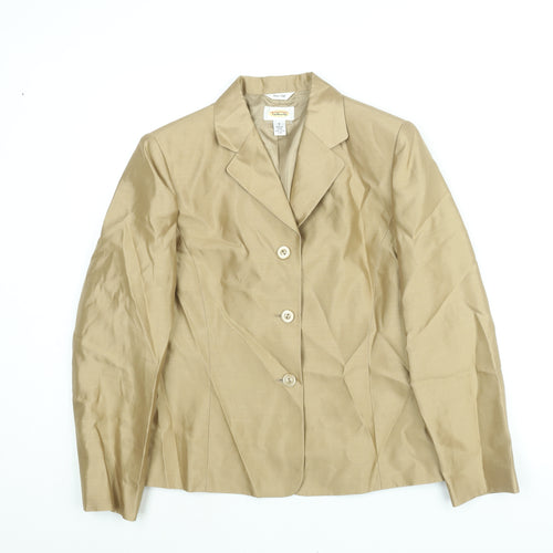 Talbots Womens Gold Jacket Blazer Size 8 Button