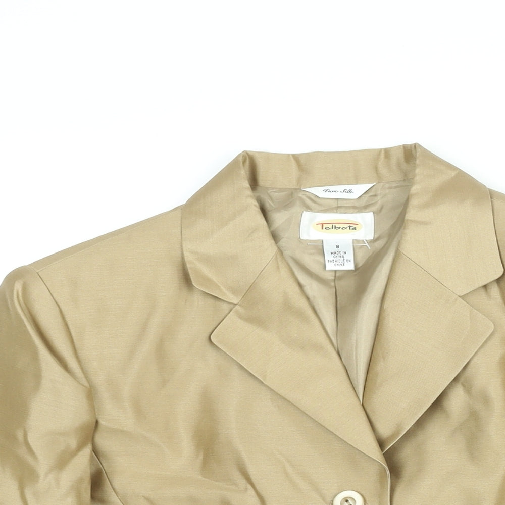 Talbots Womens Gold Jacket Blazer Size 8 Button