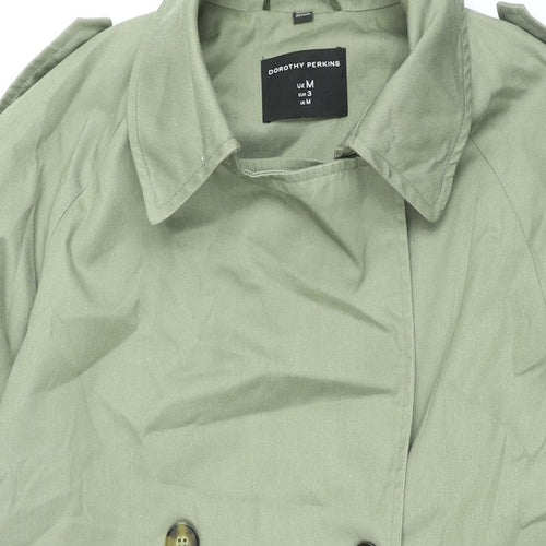 Dorothy Perkins Mens Green Trench Coat Coat Size M Button - Double Breasted
