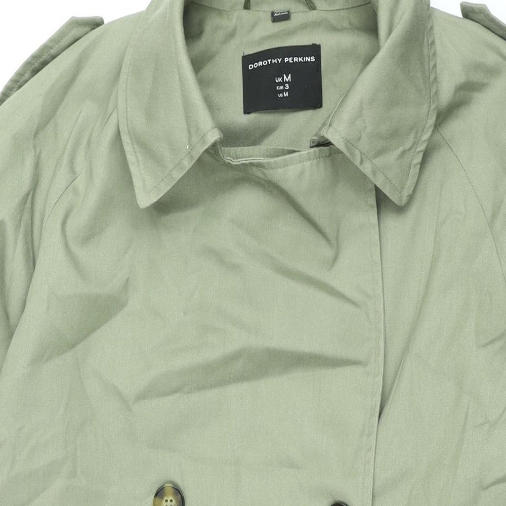 Dorothy Perkins Mens Green Trench Coat Coat Size M Button - Double Breasted