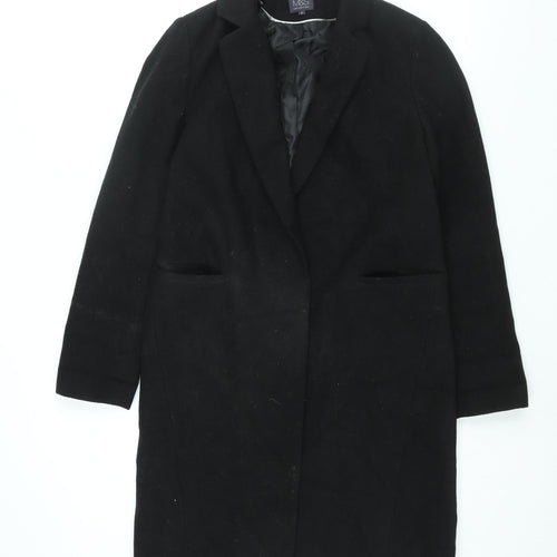Marks and Spencer Womens Black Overcoat Coat Size 8 Snap