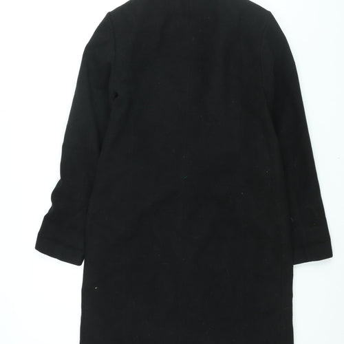 Marks and Spencer Womens Black Overcoat Coat Size 8 Snap
