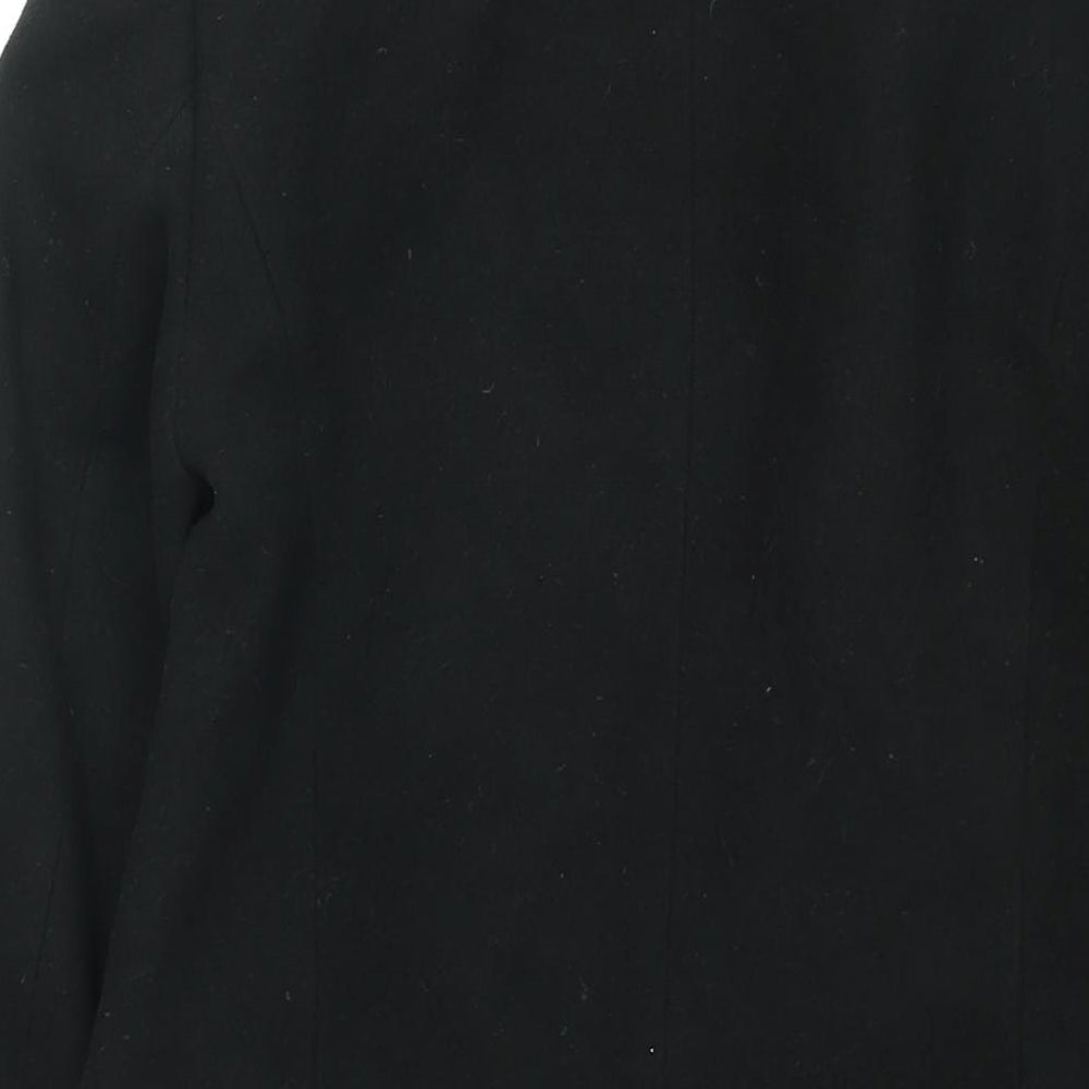 Marks and Spencer Womens Black Overcoat Coat Size 8 Snap