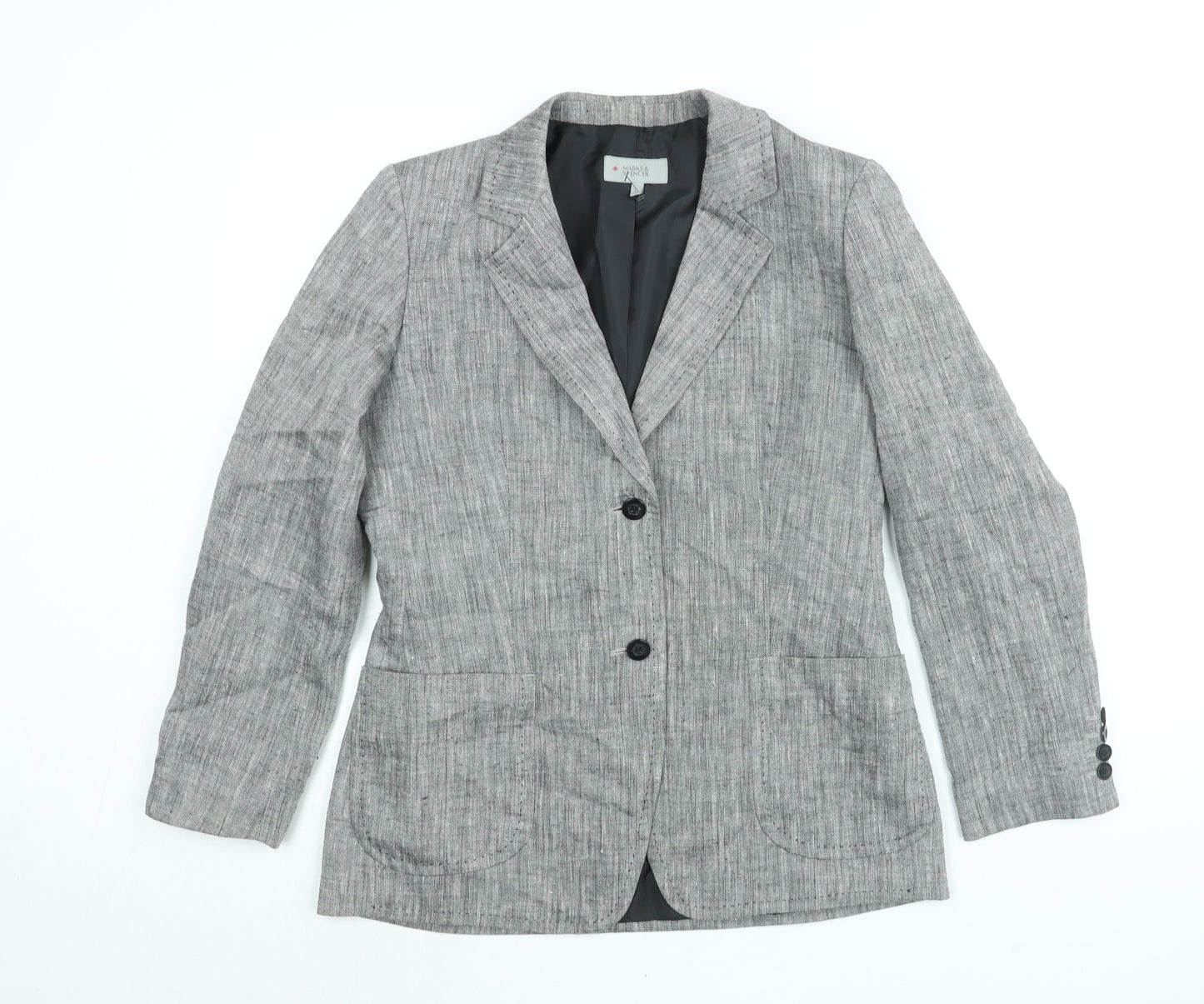 Marks and Spencer Womens Grey Jacket Blazer Size 14 Button