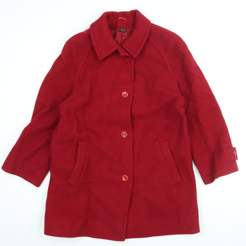 Lampert Womens Red Overcoat Coat Size 14 Button - Vintage