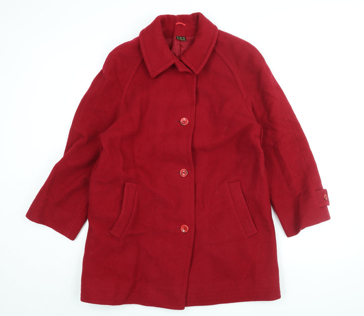 Lampert Womens Red Overcoat Coat Size 14 Button - Vintage