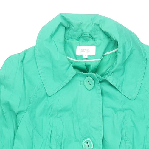 Marks and Spencer Womens Green Pea Coat Coat Size 10 Button