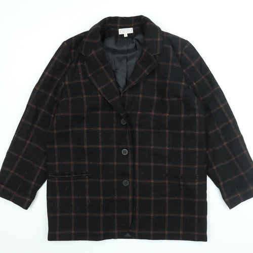 Nightingales Womens Black Check Jacket Blazer Size 16 Button