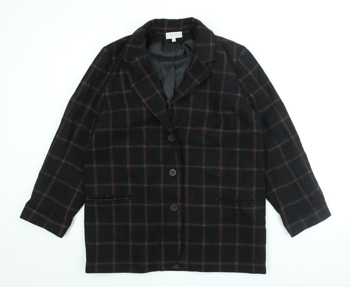 Nightingales Womens Black Check Jacket Blazer Size 16 Button