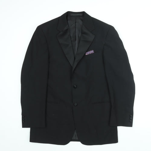 Marks and Spencer Mens Black Polyester Tuxedo Suit Jacket Size 38 Regular - Satin Lapel