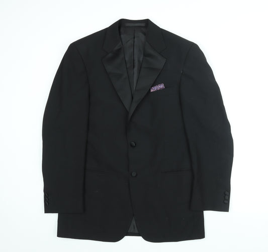 Marks and Spencer Mens Black Polyester Tuxedo Suit Jacket Size 38 Regular - Satin Lapel