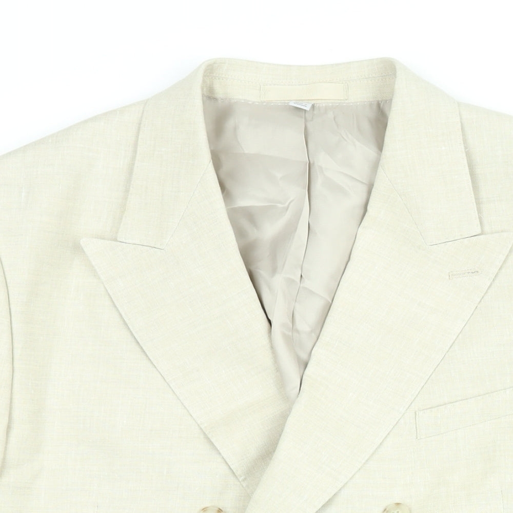 Marks and Spencer Mens Beige Linen Jacket Suit Jacket Size 44 Regular