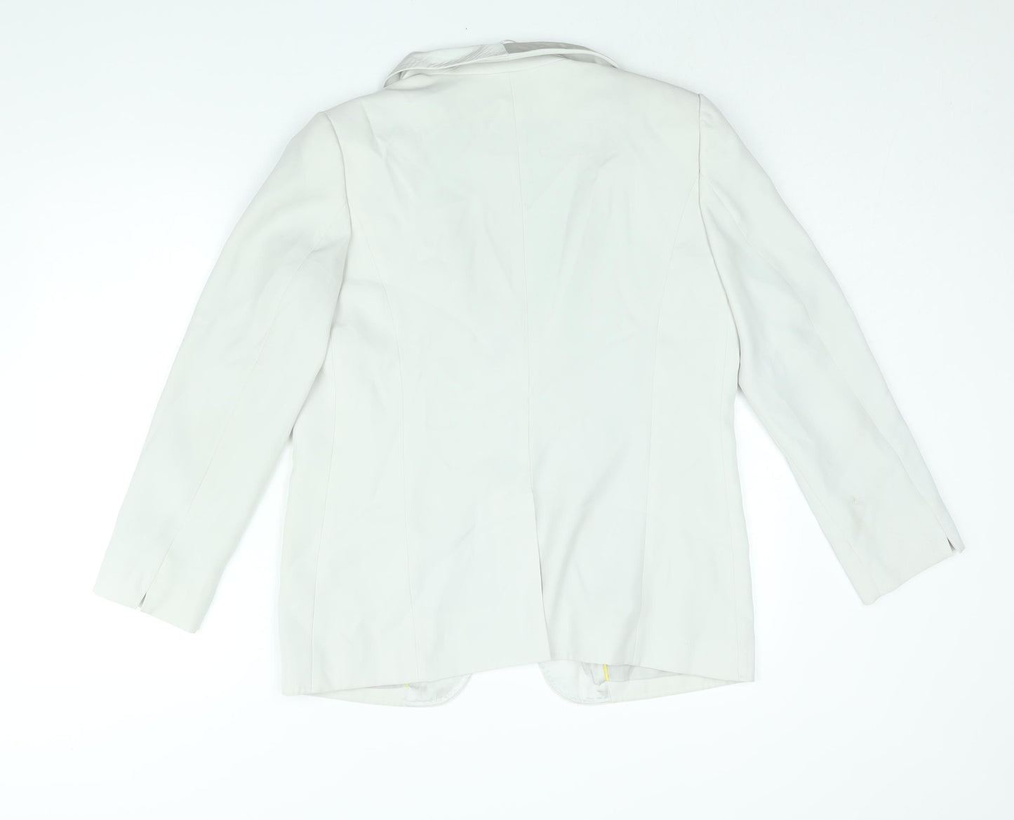 United Colors of Benetton Womens Grey Jacket Blazer Size 14 Button - Satin Lapel
