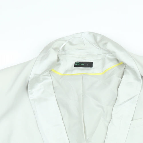 United Colors of Benetton Womens Grey Jacket Blazer Size 14 Button - Satin Lapel