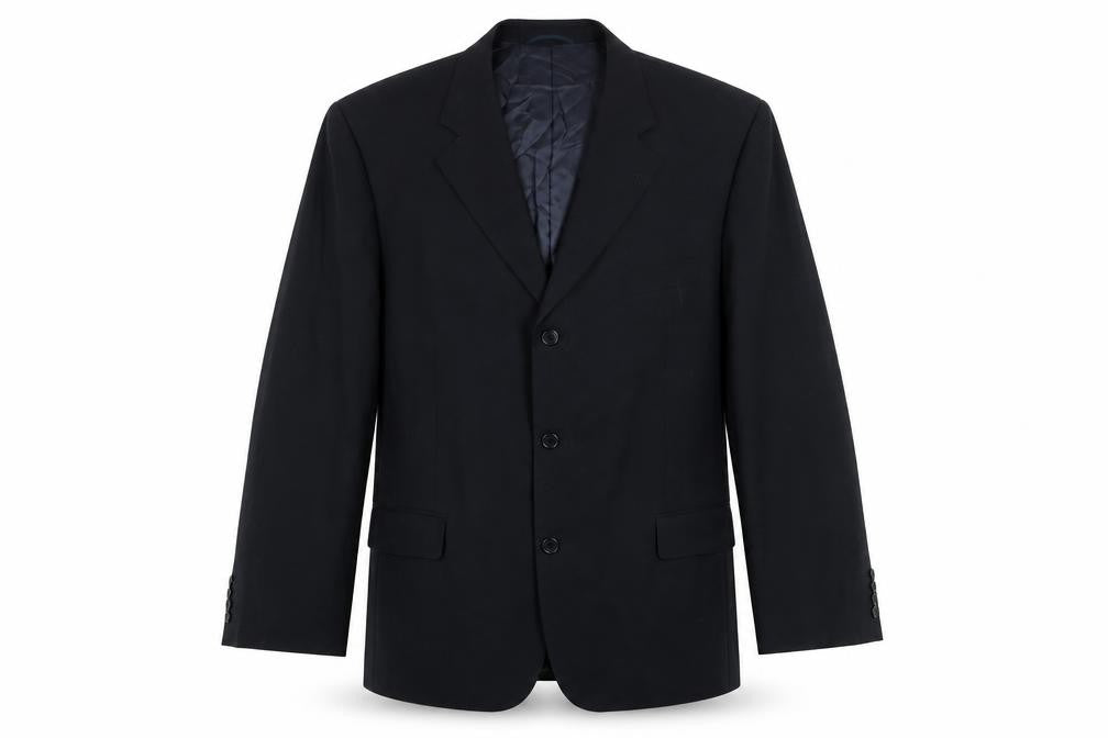 Front view of ROY ROBSON men’s blue polyester jacket suit jacket, size 46, regular