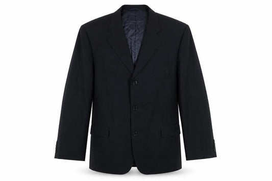 Front view of ROY ROBSON men’s blue polyester jacket suit jacket, size 46, regular