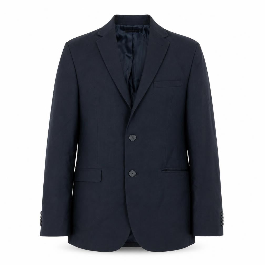 Front view of New Look men’s blue polyester jacket suit jacket, size 40, regular