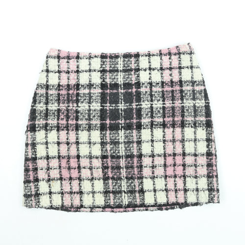 NEXT Womens Multicoloured Plaid Acrylic Mini Skirt Size 10 Zip