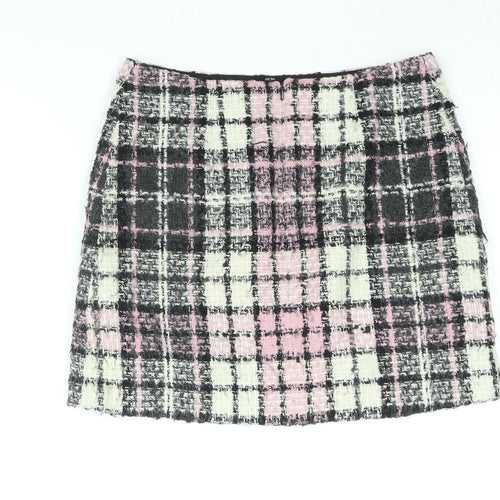 NEXT Womens Multicoloured Plaid Acrylic Mini Skirt Size 10 Zip