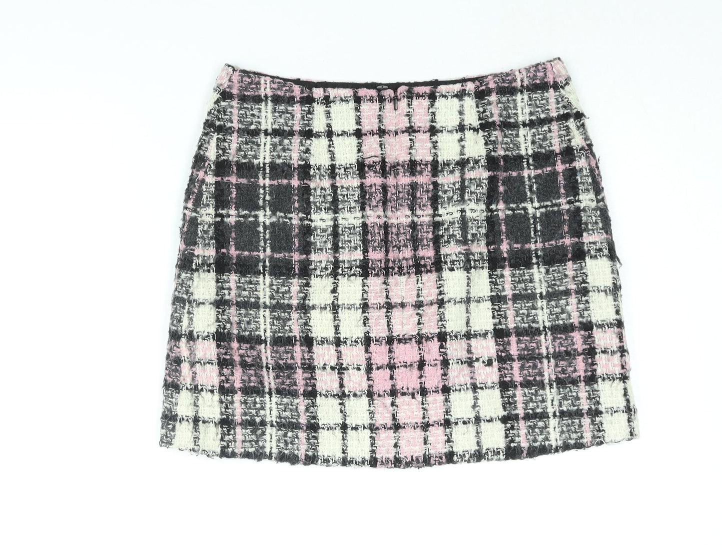 NEXT Womens Multicoloured Plaid Acrylic Mini Skirt Size 10 Zip