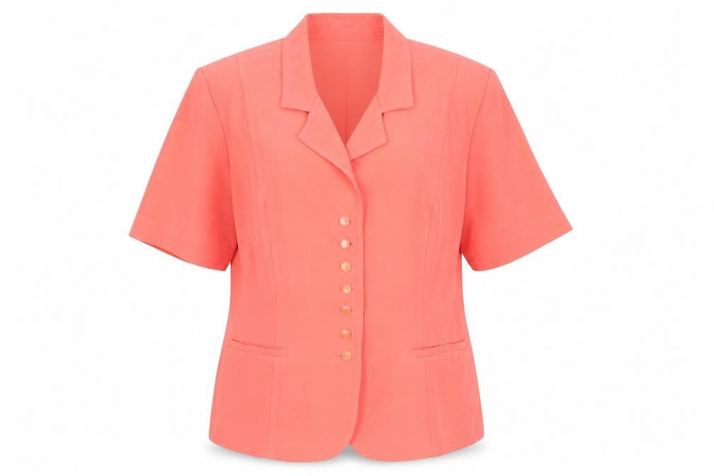 Front view of Studio I women’s pink jacket, size UK 18, button - vintage