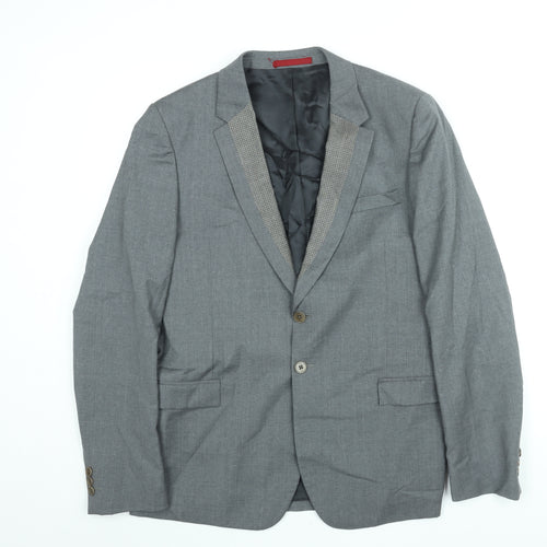 Paul Smith Mens Grey Wool Jacket Suit Jacket Size 42 Regular - Houndstooth Lapel