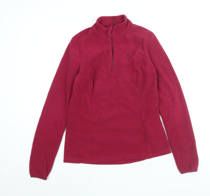 Quechua Womens Pink Polyester Pullover Sweatshirt Size S Zip - Logo