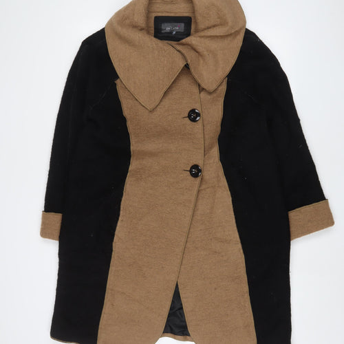 Per Una Womens Black Overcoat Coat Size 14 Button