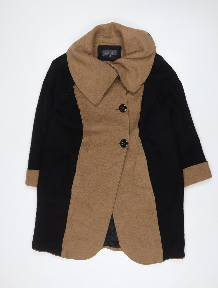 Per Una Womens Black Overcoat Coat Size 14 Button