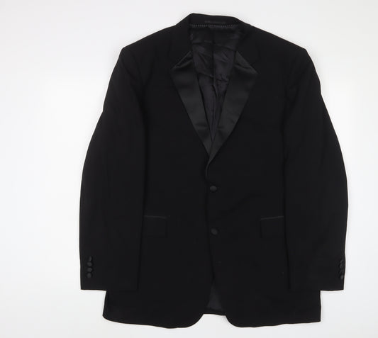 Moss Bros Mens Black Polyester Jacket Suit Jacket Size 42 Regular