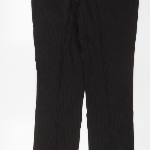 Limehaus Mens Brown Striped Wool Trousers Size 36 in L31 in Regular Hook & Eye