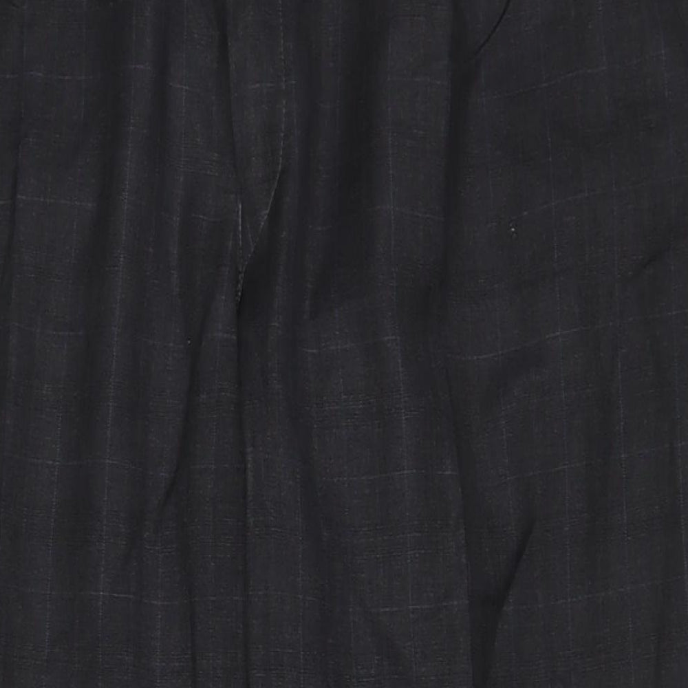 Canali Mens Grey Plaid Wool Trousers Size 40 in L28 in Regular Button - Short Leg