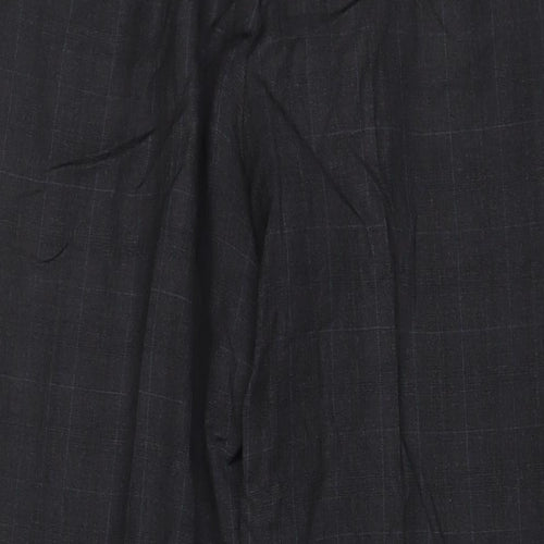 Canali Mens Grey Plaid Wool Trousers Size 40 in L28 in Regular Button - Short Leg