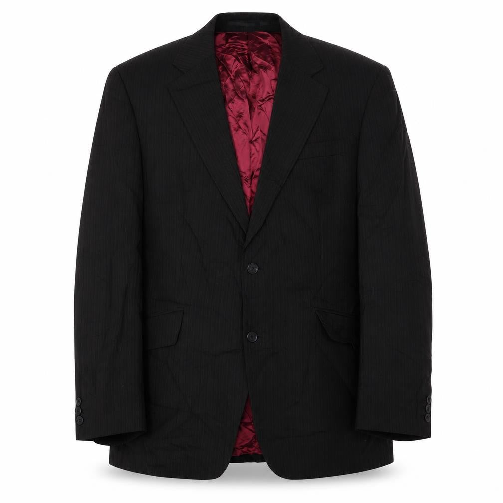 Front view of Limehaus men’s brown striped wool jacket suit jacket, size 42, regular
