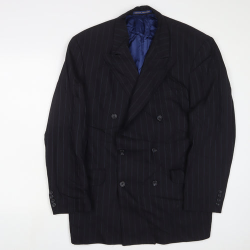 St Michael Mens Blue Striped Wool Jacket Suit Jacket Size 42 Regular