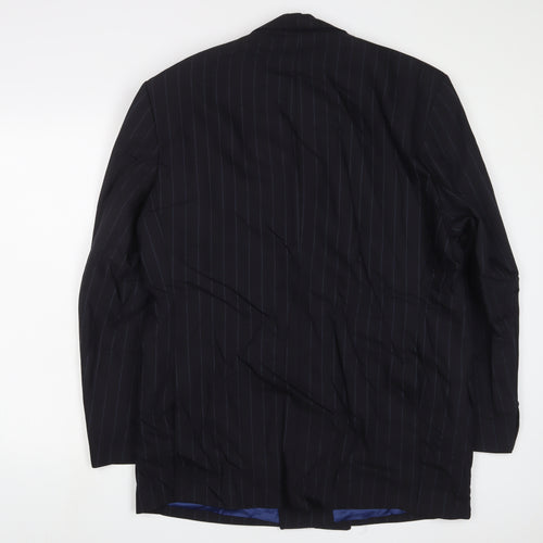 St Michael Mens Blue Striped Wool Jacket Suit Jacket Size 42 Regular