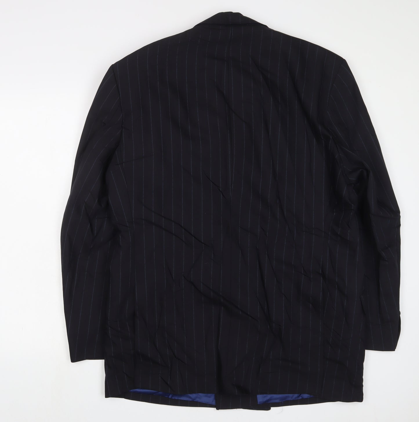 St Michael Mens Blue Striped Wool Jacket Suit Jacket Size 42 Regular