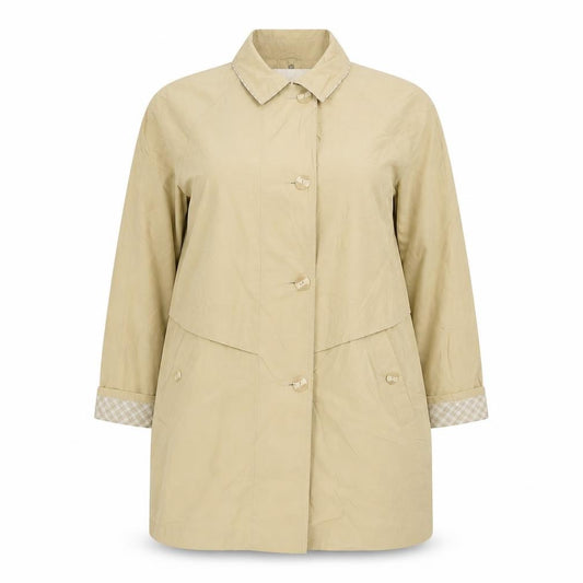 Front view of Bonmarché women’s yellow jacket, size UK 14, button