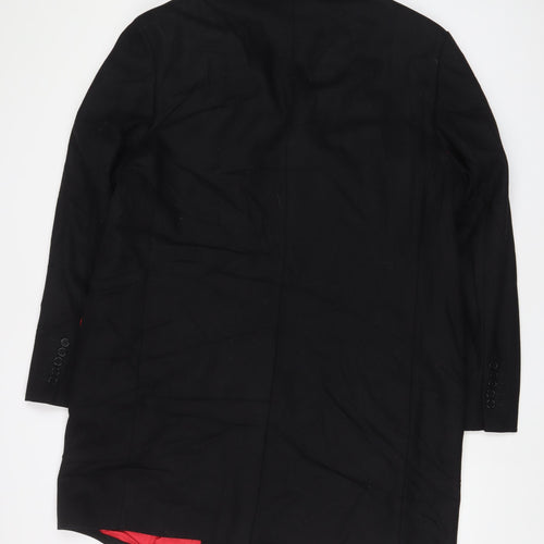 Jeff Banks Mens Black Overcoat Coat Size XL Button