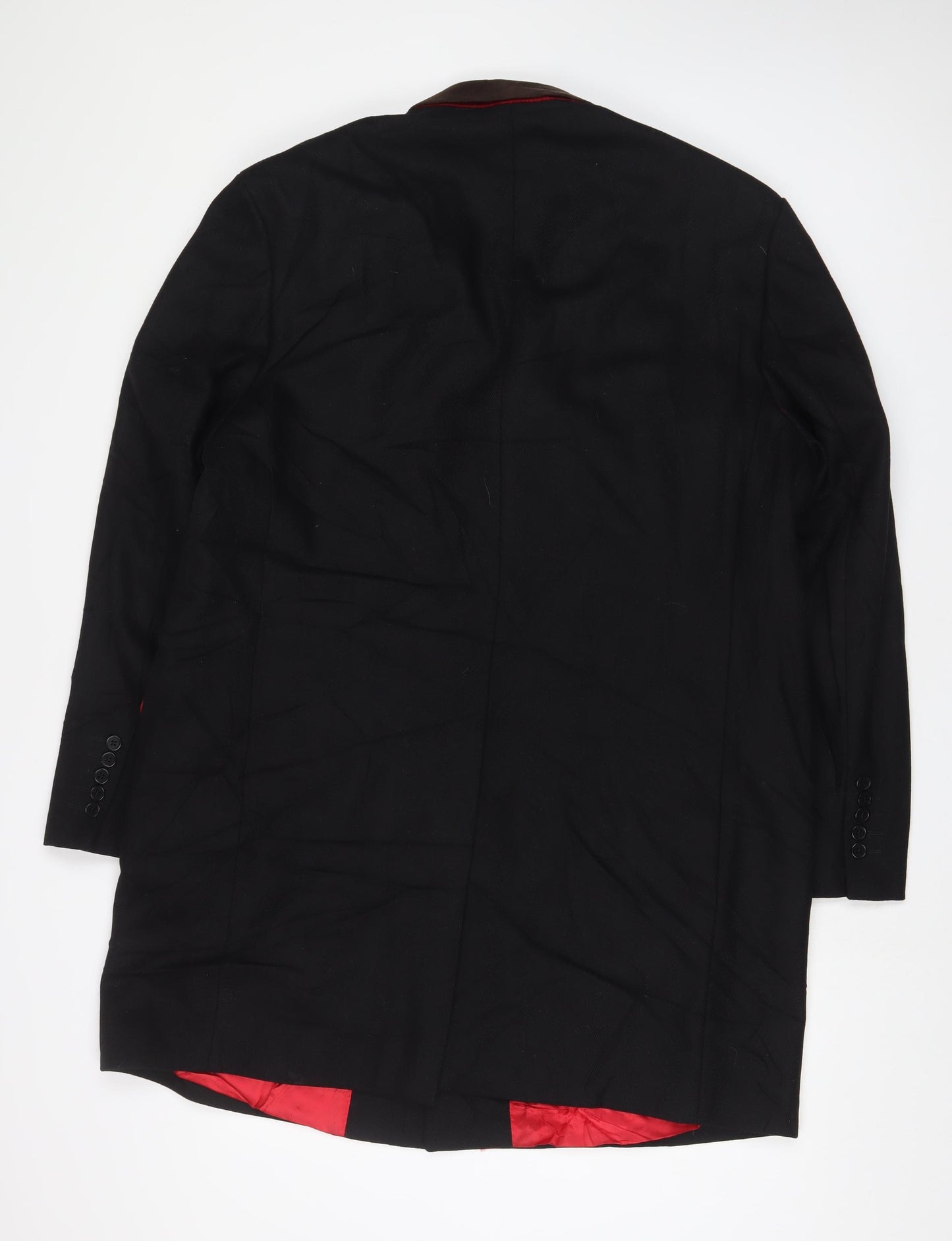 Jeff Banks Mens Black Overcoat Coat Size XL Button